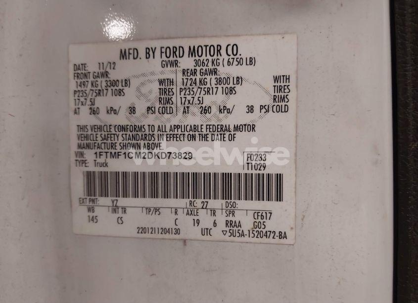 Photo 9 of 2013 Ford F-150 XL (VIN 1FTMF1CM2DKD73829)