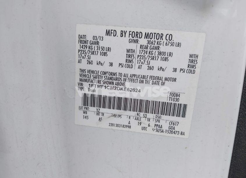 Photo 9 of 2013 Ford F-150 XL (VIN 1FTMF1CM2DKE62624)