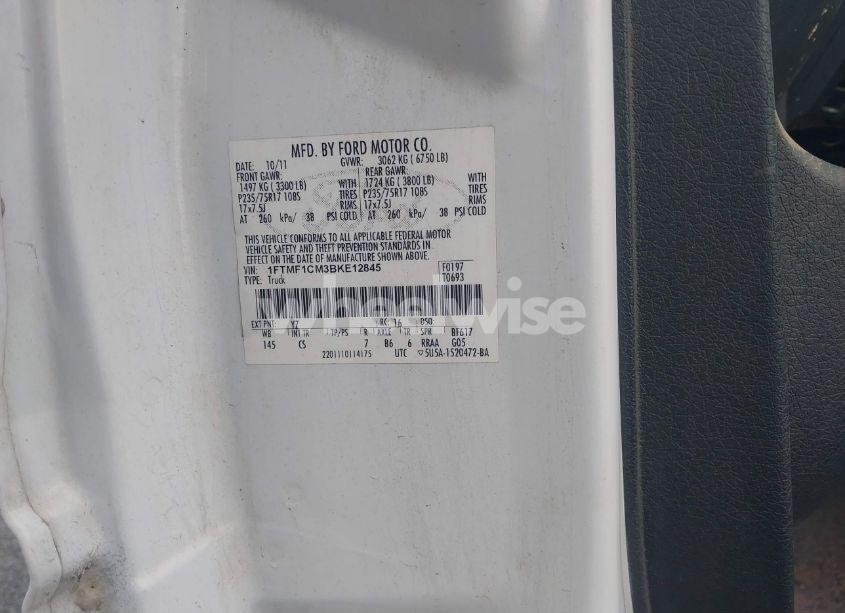 Photo 9 of 2011 Ford F-150 XL (VIN 1FTMF1CM3BKE12845)