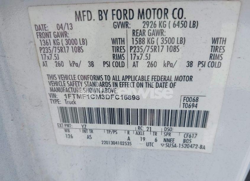 Photo 9 of 2013 Ford F-150 XL (VIN 1FTMF1CM3DFC16898)