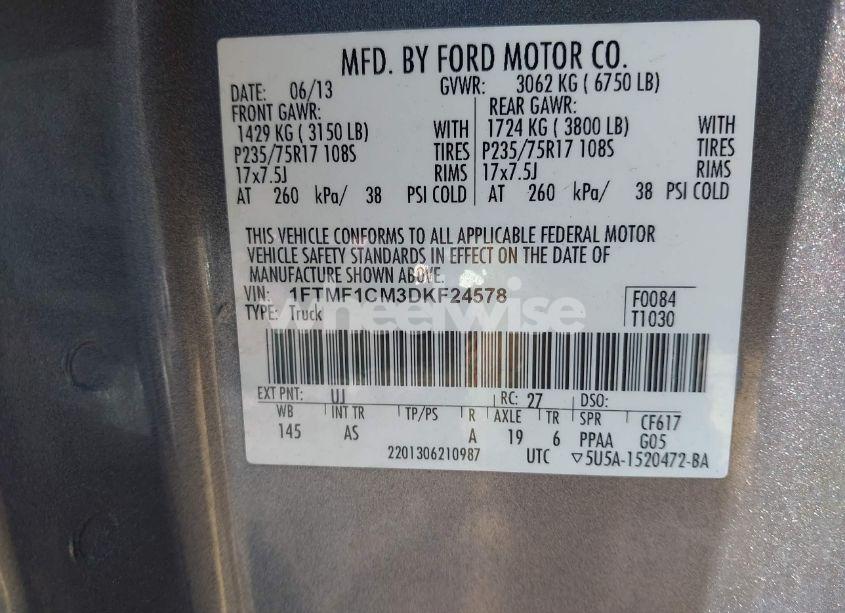 Photo 9 of 2013 Ford F-150 XL (VIN 1FTMF1CM3DKF24578)