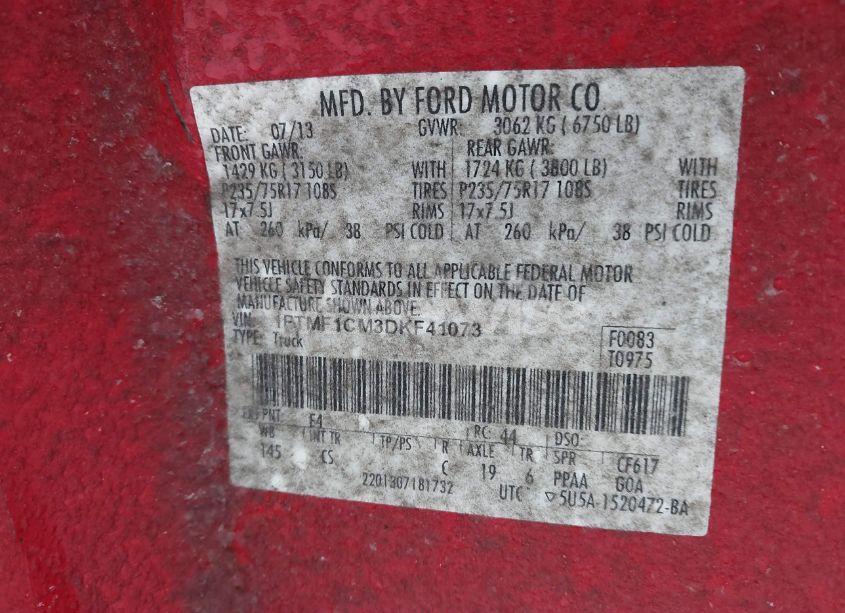 Photo 9 of 2013 Ford F-150 XL (VIN 1FTMF1CM3DKF41073)