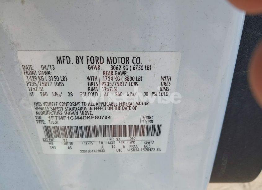 Photo 9 of 2013 Ford F-150 XL (VIN 1FTMF1CM4DKE80784)