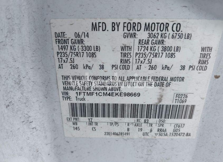 Photo 9 of 2014 Ford F-150 (VIN 1FTMF1CM4EKE98669)