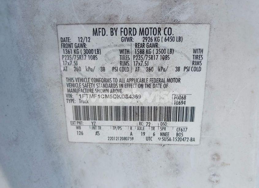 Photo 9 of 2013 Ford F-150 XL (VIN 1FTMF1CM5DKD84369)