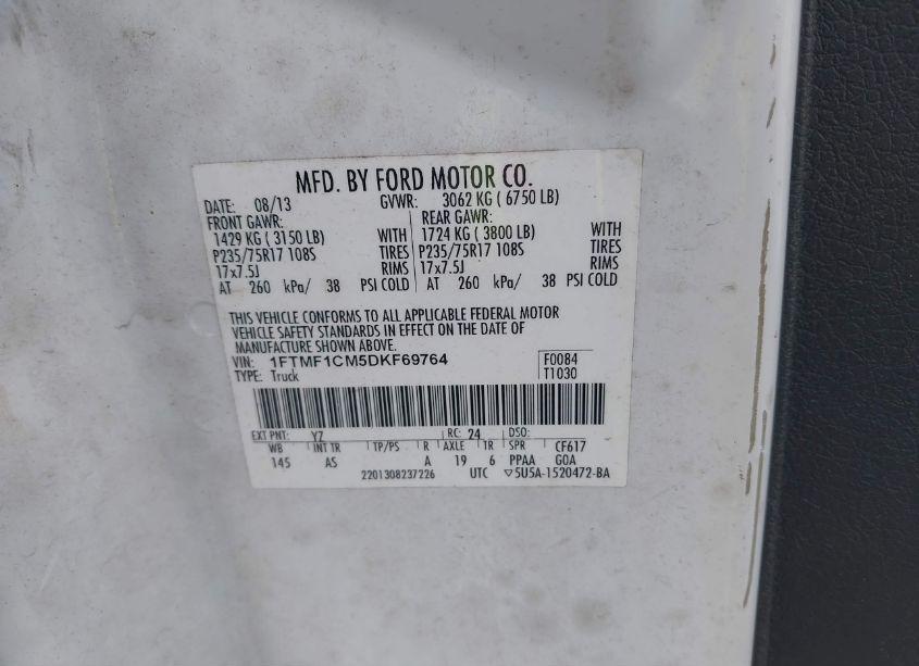 Photo 9 of 2013 Ford F-150 XL (VIN 1FTMF1CM5DKF69764)