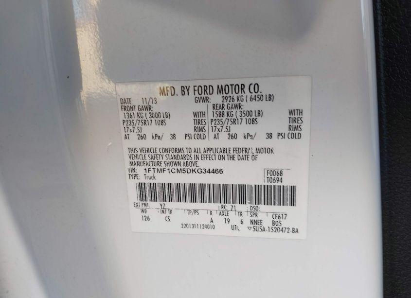 Photo 9 of 2013 Ford F-150 XL (VIN 1FTMF1CM5DKG34466)