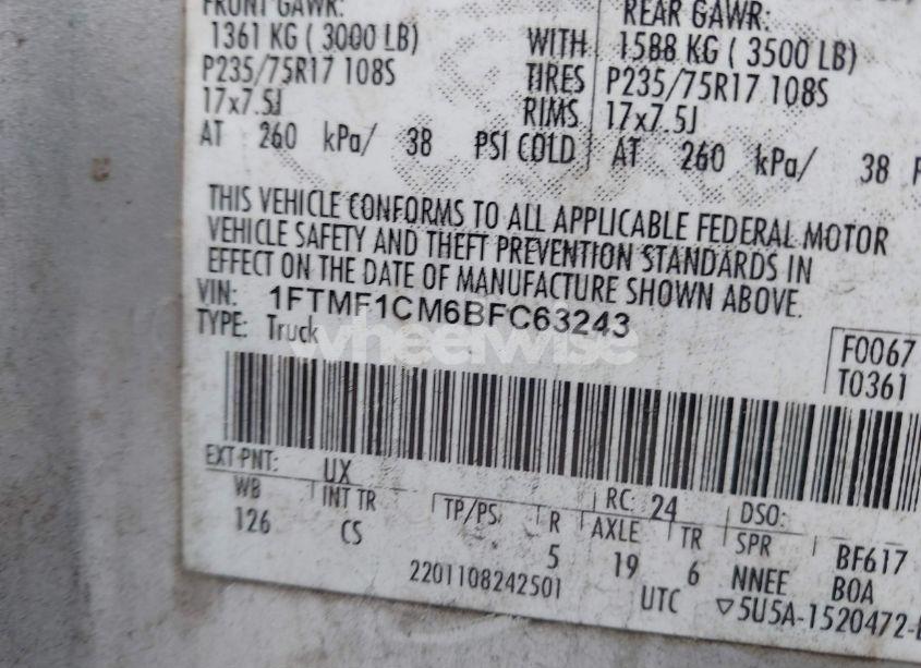 Photo 9 of 2011 Ford F-150 XL (VIN 1FTMF1CM6BFC63243)