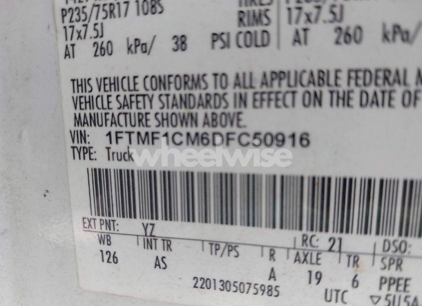 Photo 9 of 2013 Ford F-150 XL (VIN 1FTMF1CM6DFC50916)