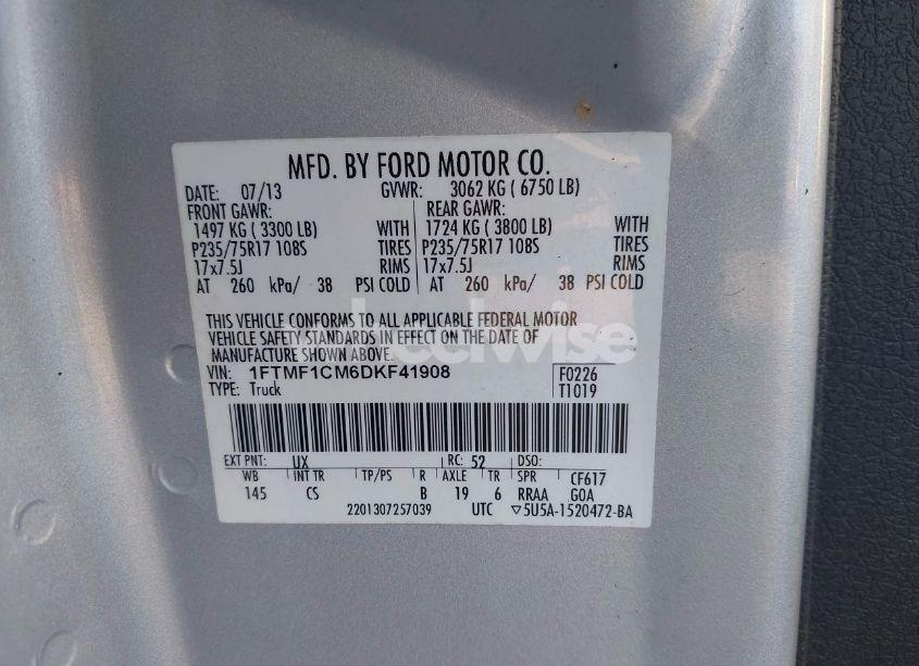 Photo 9 of 2013 Ford F-150 XL (VIN 1FTMF1CM6DKF41908)