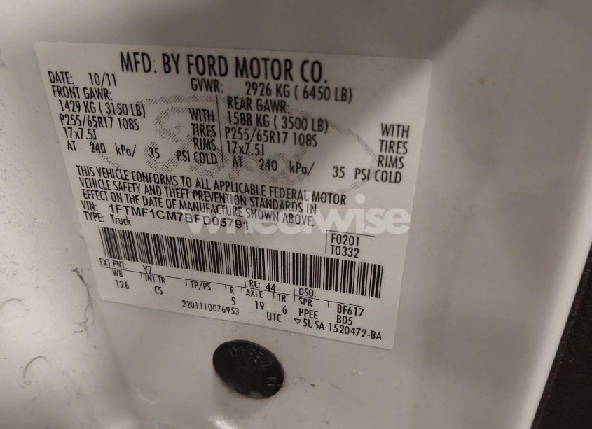 Photo 9 of 2011 Ford F-150 STX (VIN 1FTMF1CM7BFD05791)