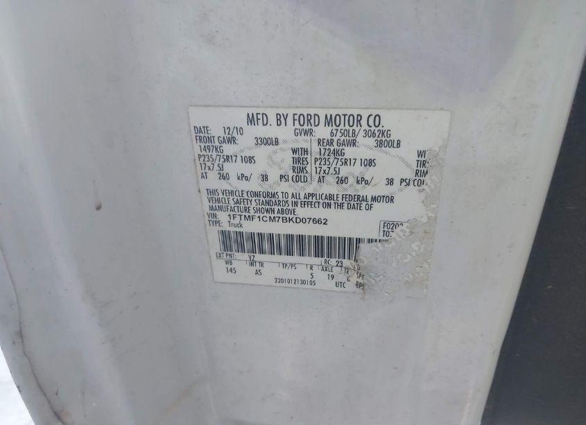 Photo 9 of 2011 Ford F-150 XL (VIN 1FTMF1CM7BKD07662)