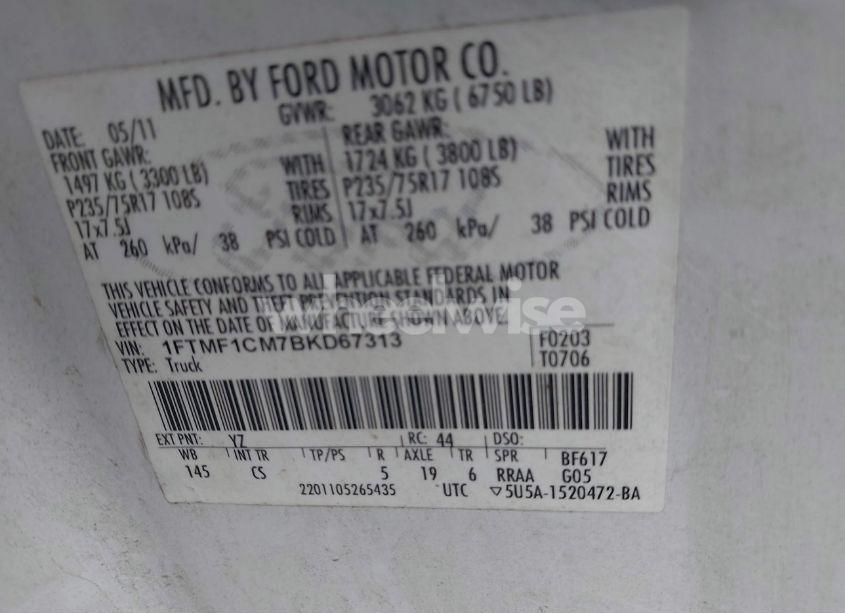 Photo 9 of 2011 Ford F-150 XL (VIN 1FTMF1CM7BKD67313)