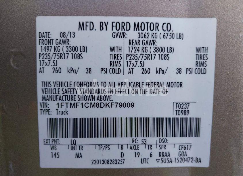 Photo 9 of 2013 Ford F-150 XLT (VIN 1FTMF1CM8DKF79009)