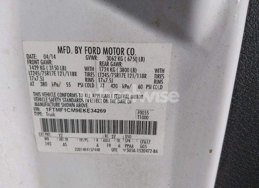 Photo 9 of 2014 Ford F-150 XL (VIN 1FTMF1CM9EKE34269)