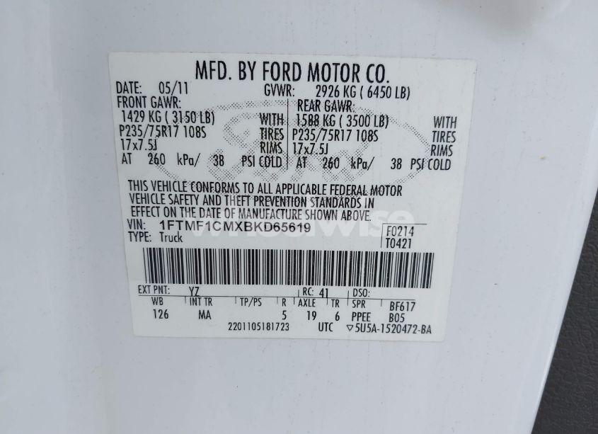 Photo 9 of 2011 Ford F-150 XLT (VIN 1FTMF1CMXBKD65619)