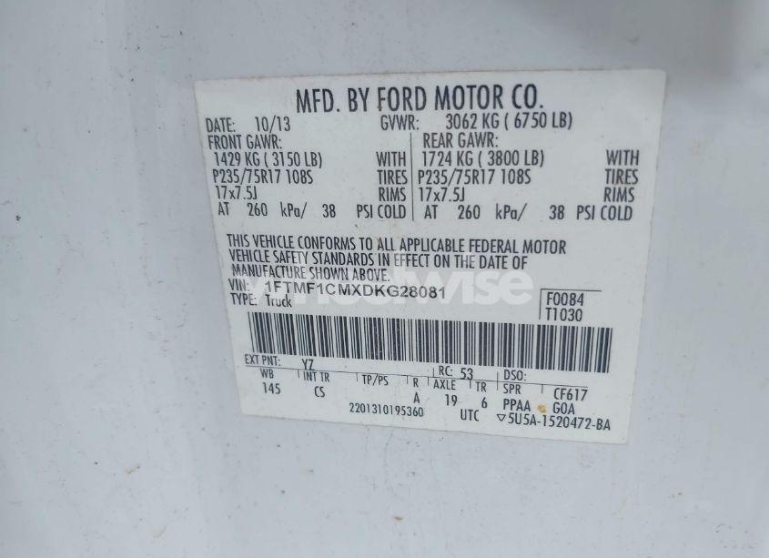 Photo 9 of 2013 Ford F-150 XL (VIN 1FTMF1CMXDKG28081)