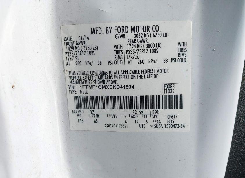 Photo 9 of 2014 Ford F-150 XL (VIN 1FTMF1CMXEKD41504)