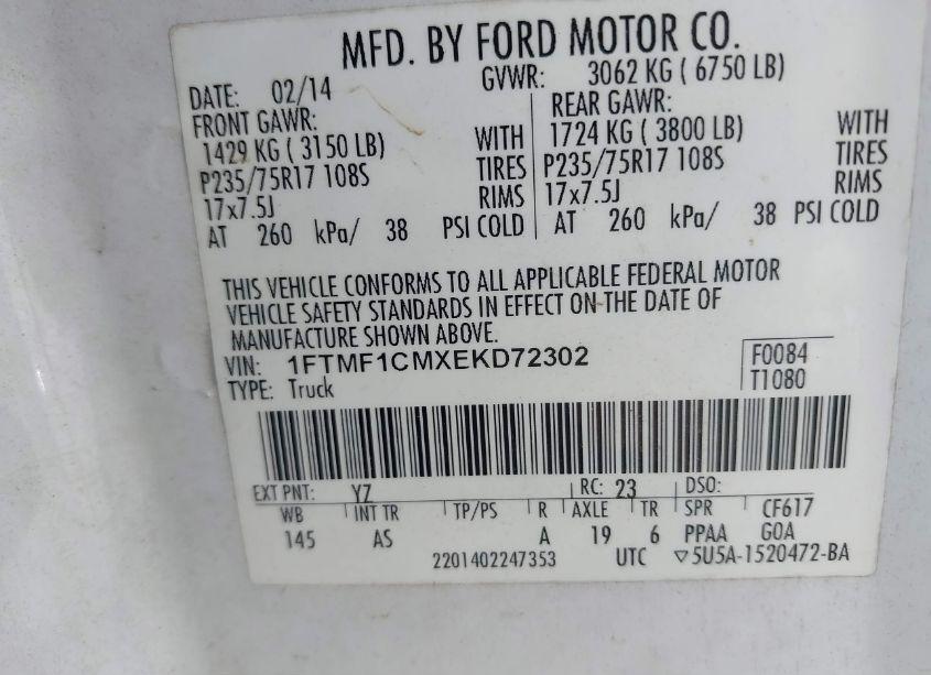 Photo 9 of 2014 Ford F-150 XL (VIN 1FTMF1CMXEKD72302)