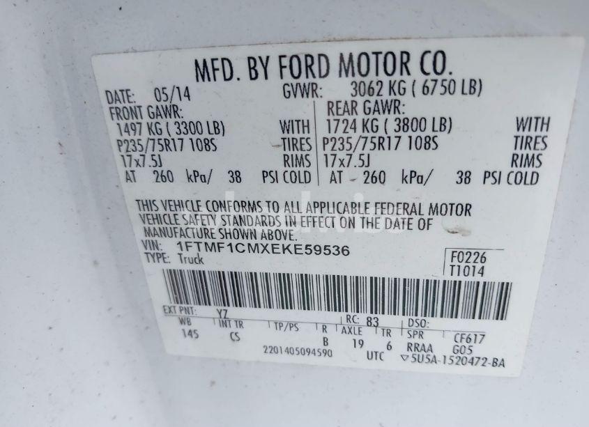 Photo 9 of 2014 Ford F-150 XL (VIN 1FTMF1CMXEKE59536)