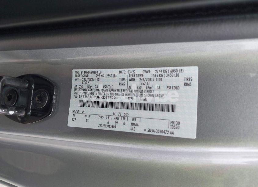 Photo 9 of 2022 Ford F-150 XL (VIN 1FTMF1CP3NKD75522)