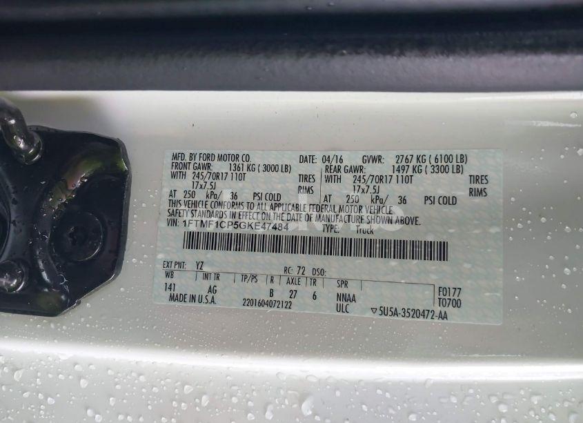 Photo 9 of 2016 Ford F-150 XL (VIN 1FTMF1CP5GKE47484)