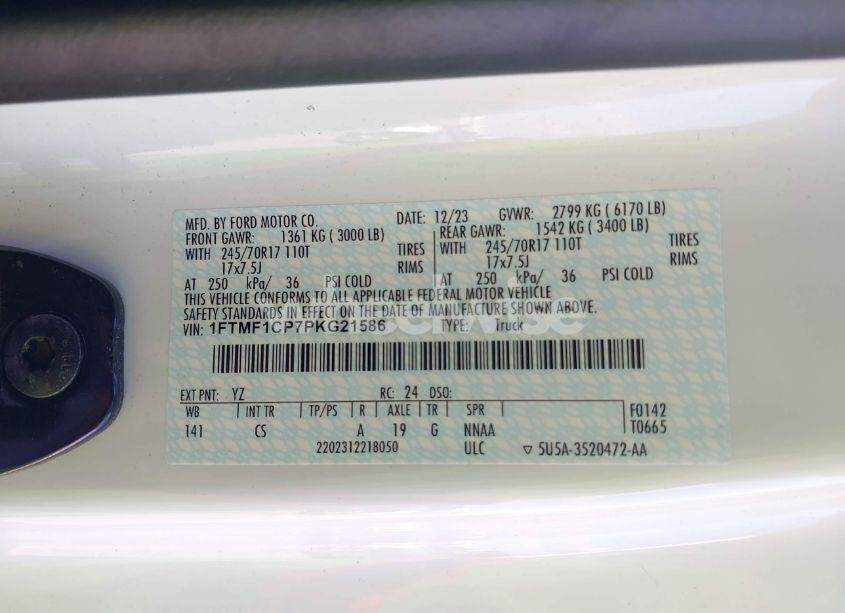 Photo 9 of 2023 Ford F-150 XL (VIN 1FTMF1CP7PKG21586)