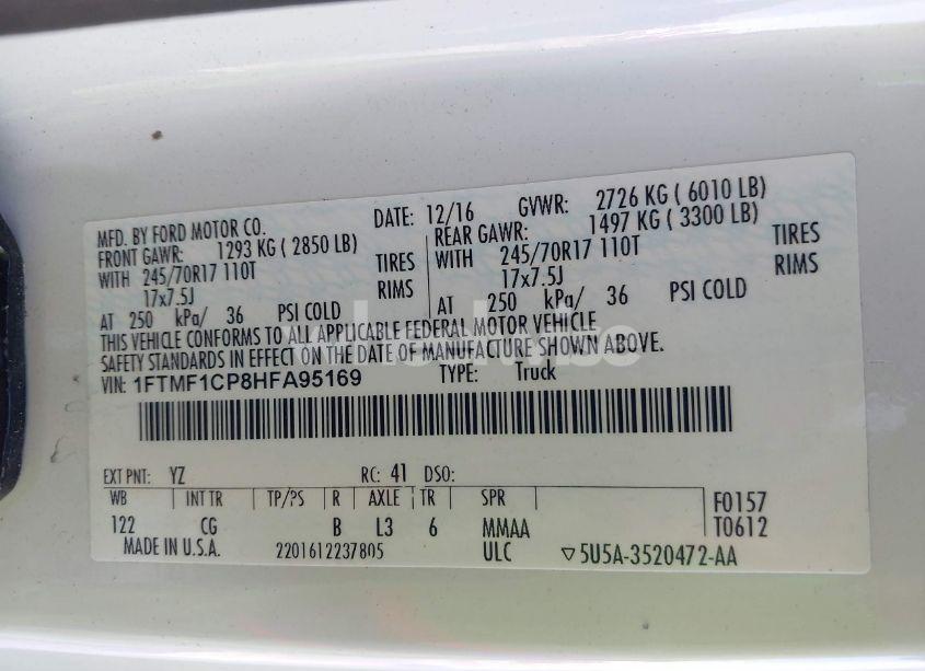 Photo 9 of 2017 Ford F-150 XL (VIN 1FTMF1CP8HFA95169)