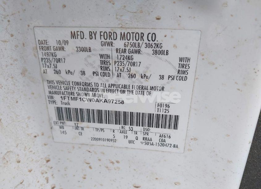 Photo 9 of 2010 Ford F-150 STX/XL/XLT (VIN 1FTMF1CW0AKA97258)