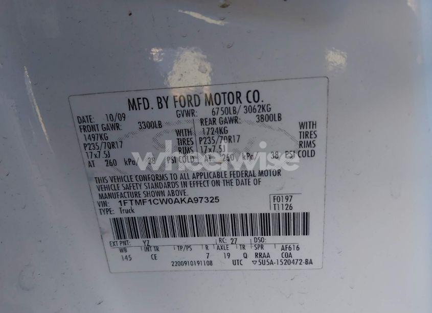 Photo 9 of 2010 Ford F-150 STX/XL/XLT (VIN 1FTMF1CW0AKA97325)