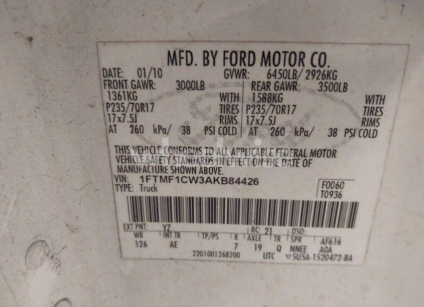 Photo 9 of 2010 Ford F-150 STX/XL/XLT (VIN 1FTMF1CW3AKB84426)