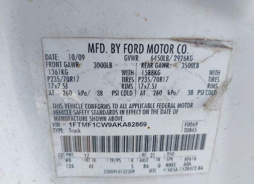 Photo 9 of 2010 Ford F-150 STX/XL/XLT (VIN 1FTMF1CW9AKA82869)