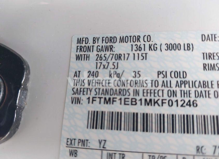 Photo 9 of 2021 Ford F-150 XL (VIN 1FTMF1EB1MKF01246)