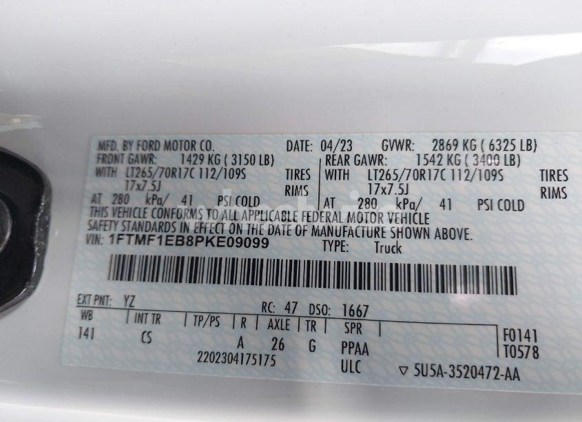 Photo 9 of 2023 Ford F-150 XL (VIN 1FTMF1EB8PKE09099)