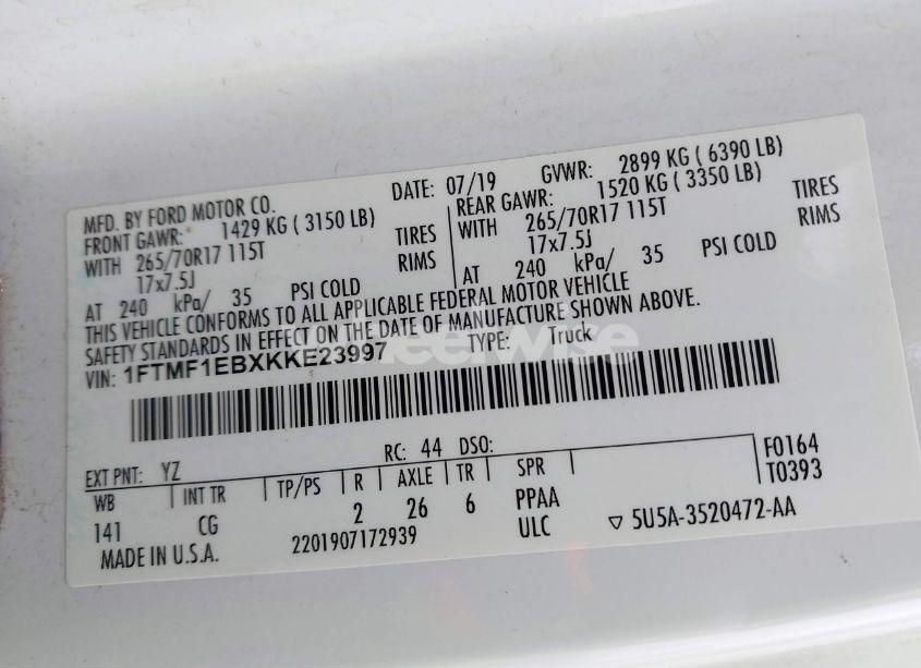 Photo 9 of 2019 Ford F-150 XL (VIN 1FTMF1EBXKKE23997)