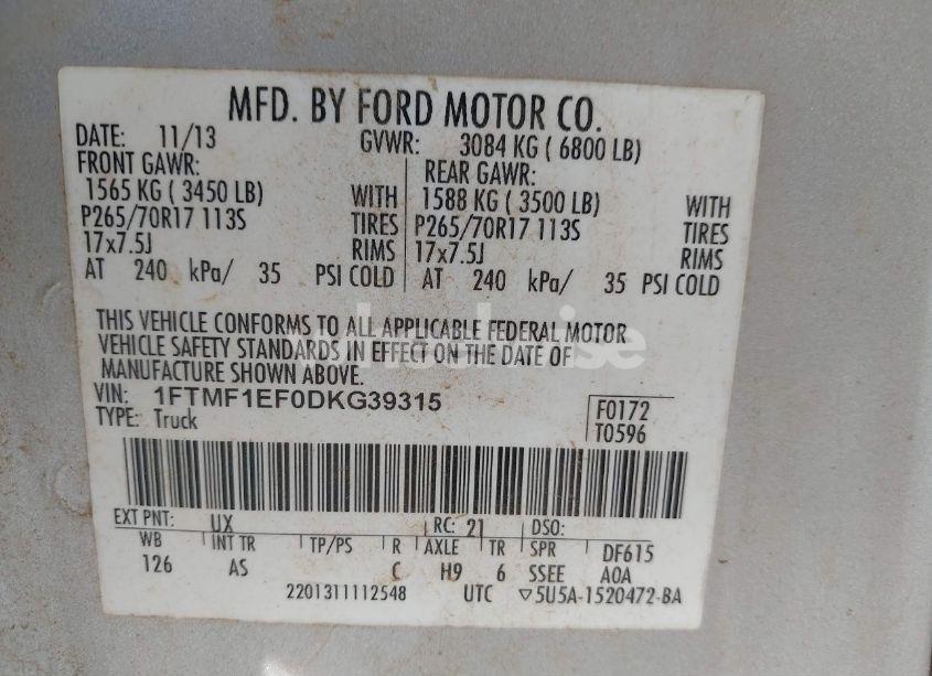 Photo 9 of 2013 Ford F-150 XL (VIN 1FTMF1EF0DKG39315)