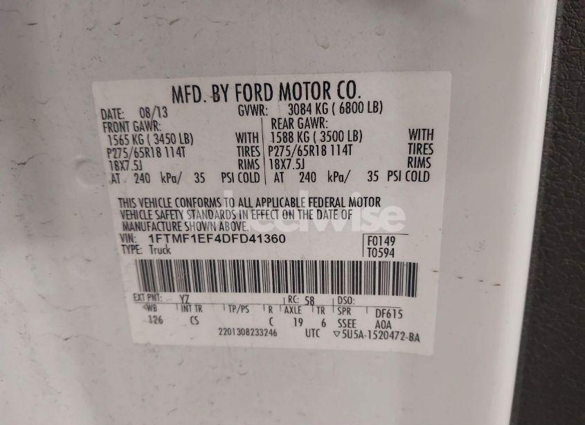 Photo 9 of 2013 Ford F-150 STX (VIN 1FTMF1EF4DFD41360)