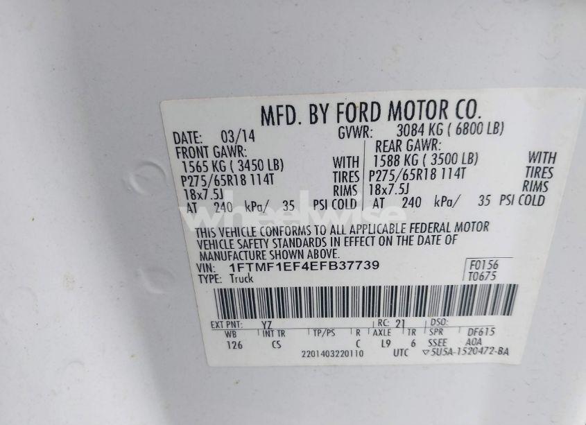 Photo 9 of 2014 Ford F-150 STX (VIN 1FTMF1EF4EFB37739)