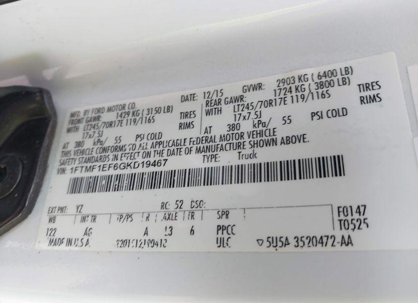 Photo 9 of 2016 Ford F-150 XL (VIN 1FTMF1EF6GKD19467)
