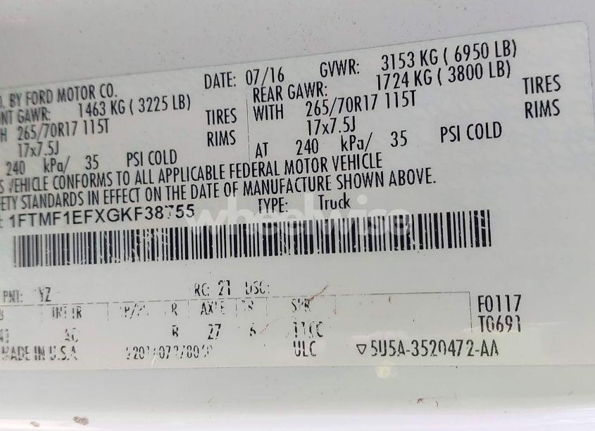Photo 9 of 2016 Ford F-150 XL (VIN 1FTMF1EFXGKF38755)