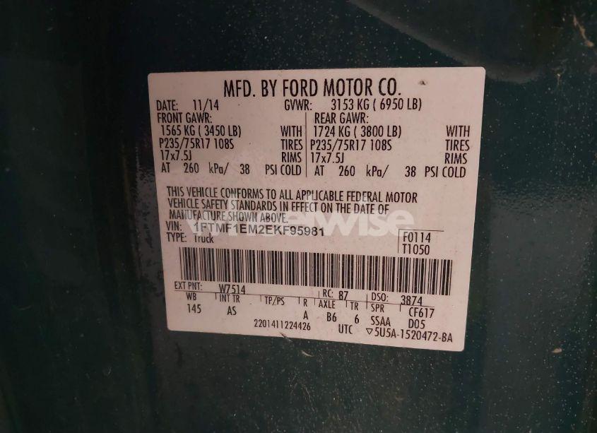 Photo 9 of 2014 Ford F-150 XL (VIN 1FTMF1EM2EKF95981)