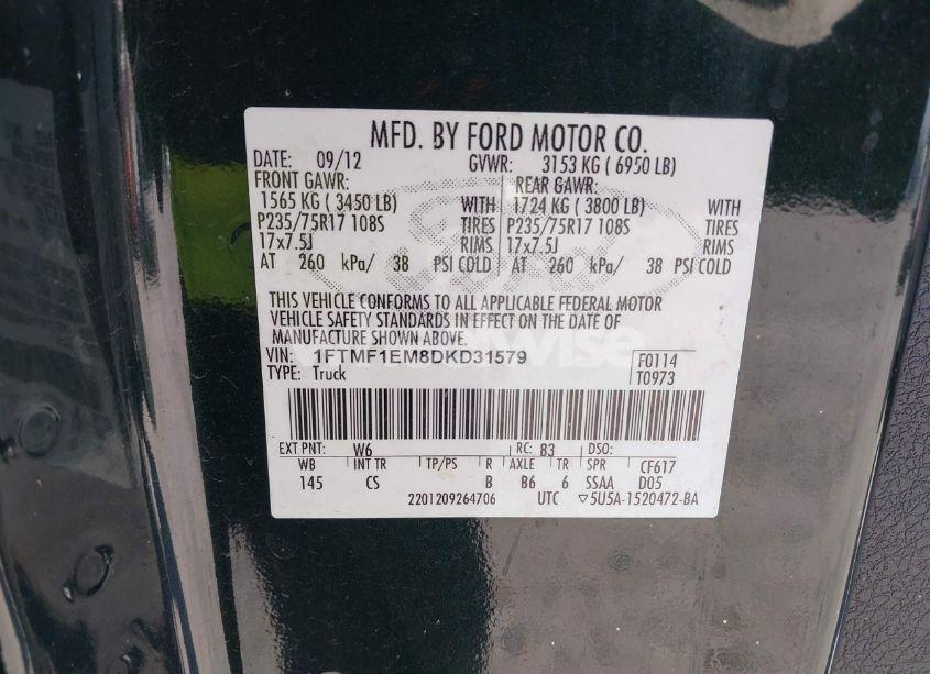 Photo 9 of 2013 Ford F-150 XL (VIN 1FTMF1EM8DKD31579)