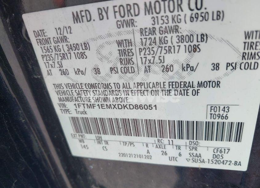 Photo 9 of 2013 Ford F-150 XL (VIN 1FTMF1EMXDKD86051)