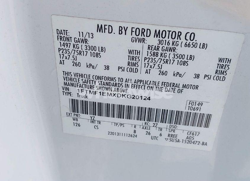 Photo 9 of 2013 Ford F-150 STX (VIN 1FTMF1EMXDKG20124)