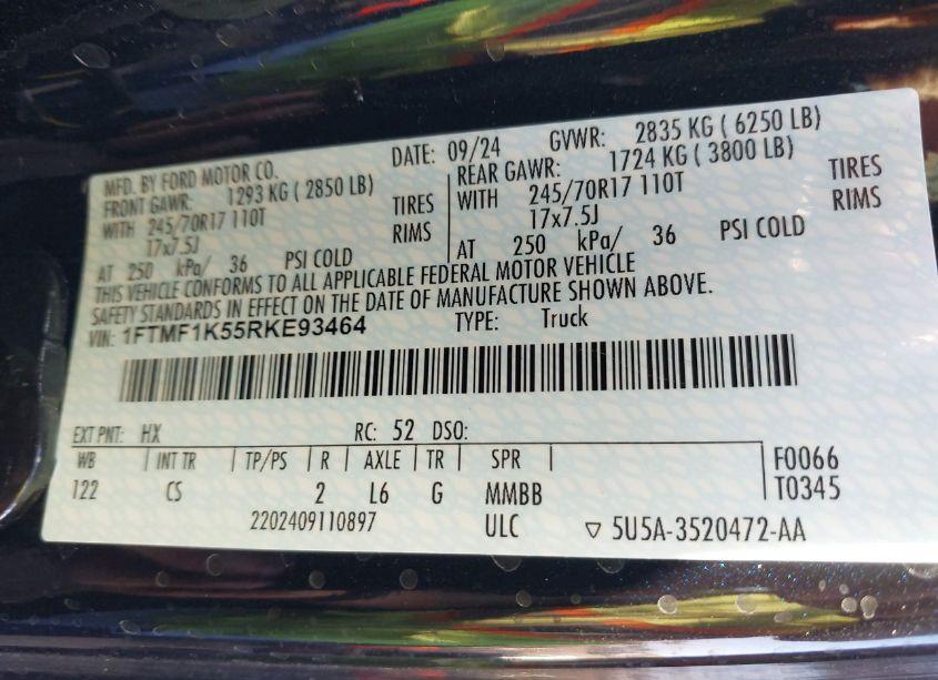 Photo 8 of 2024 Ford F-150 XL (VIN 1FTMF1K55RKE93464)