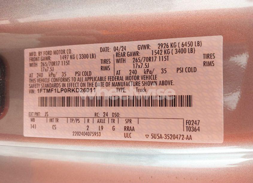 Photo 9 of 2024 Ford F-150 XL (VIN 1FTMF1LP0RKD26011)