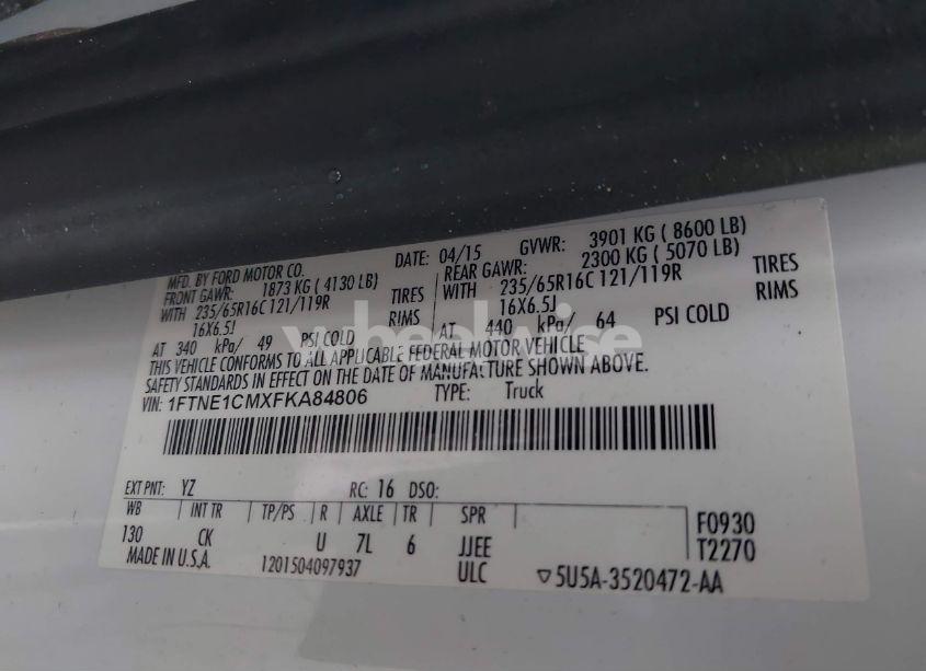 Photo 9 of 2015 Ford Transit-150 (VIN 1FTNE1CMXFKA84806)