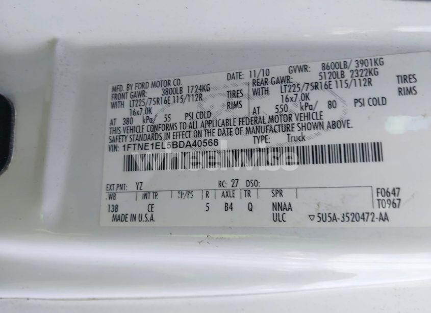 Photo 9 of 2011 Ford E-150 COMMERCIAL (VIN 1FTNE1EL5BDA40568)