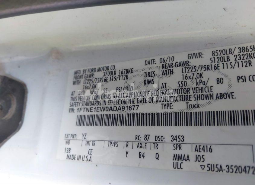 Photo 9 of 2010 Ford E-150 COMMERCIAL/RECREATIONAL (VIN 1FTNE1EW0ADA91677)