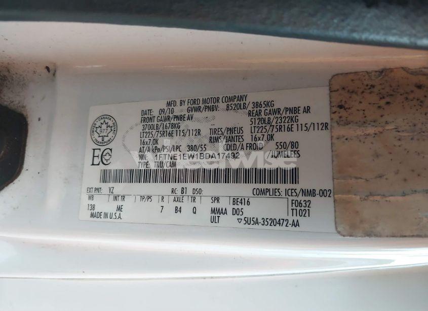 Photo 9 of 2011 Ford E-150 COMMERCIAL (VIN 1FTNE1EW1BDA17492)